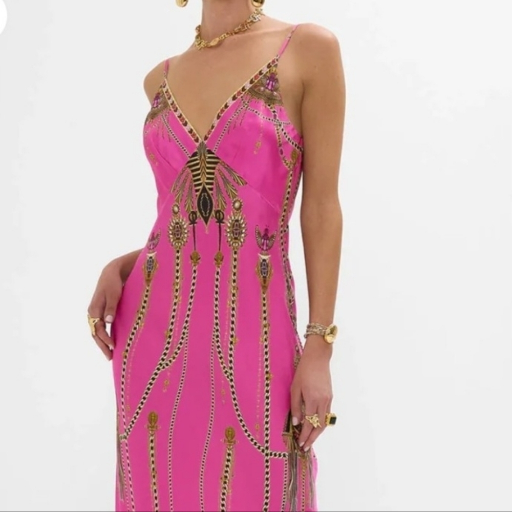 Camilla V Neck Long Bias Slip Dress